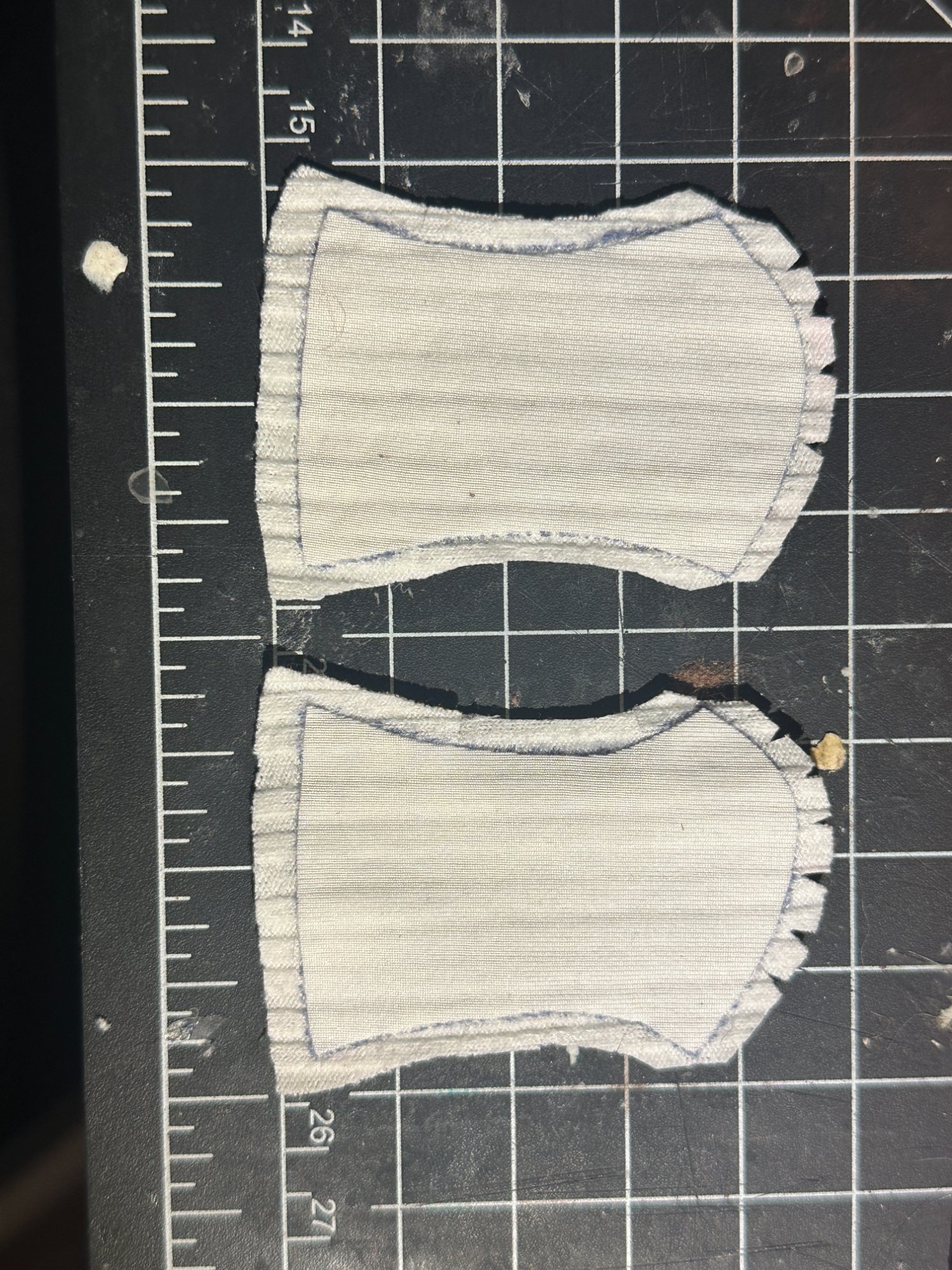 Serged fabric pieces for the top