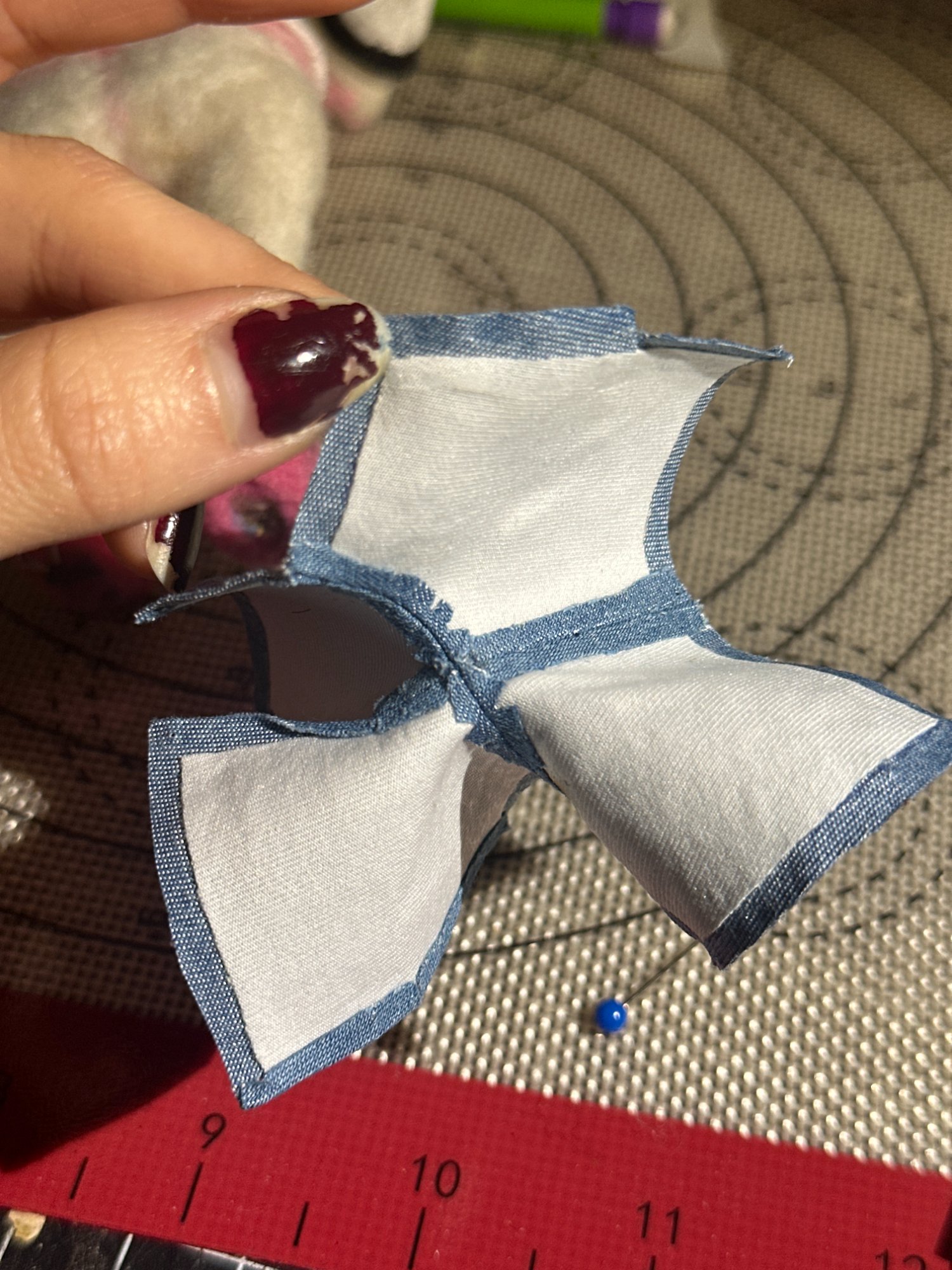 Jeans assembled inside out