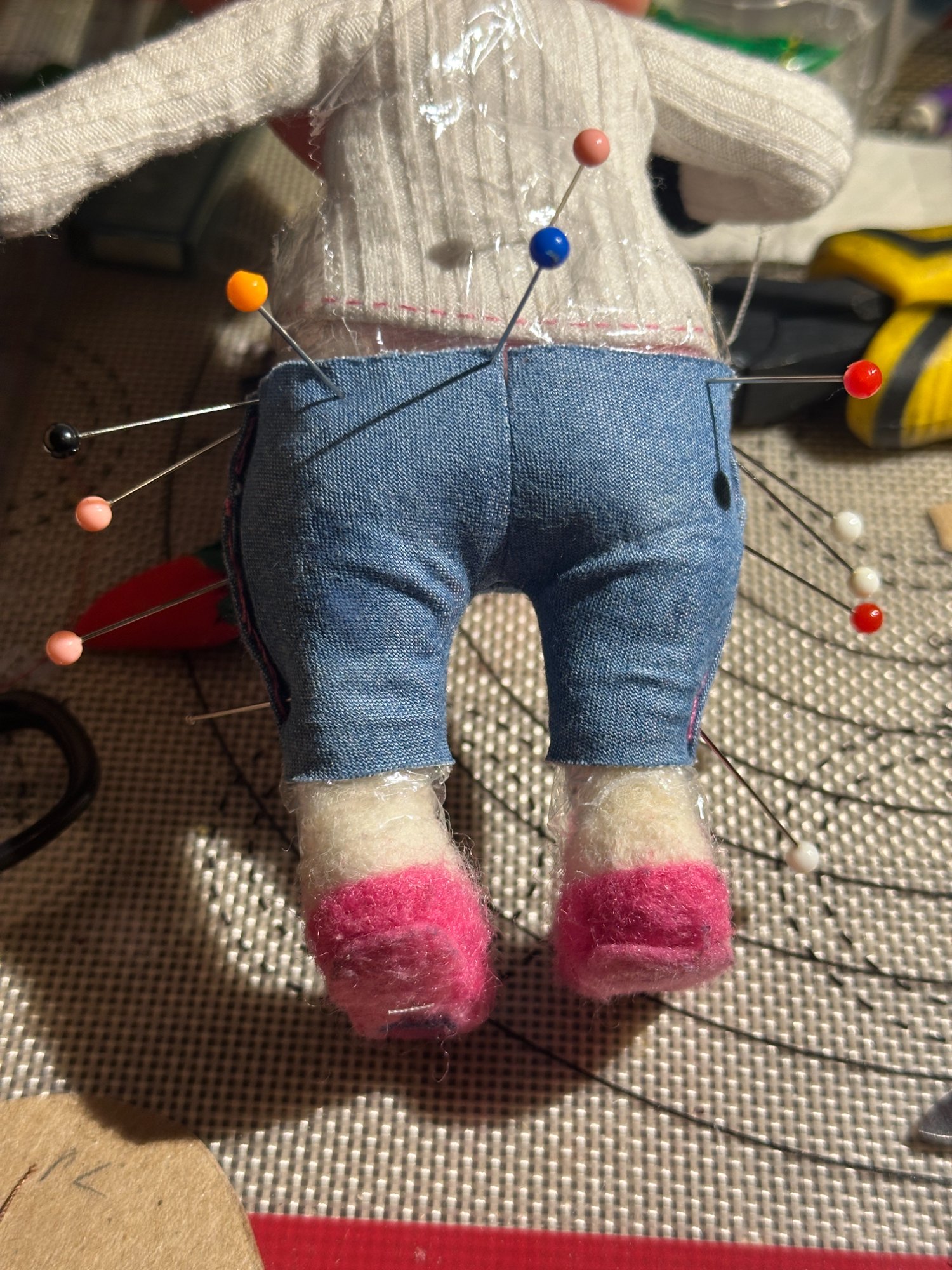 Back of jeans on maquette